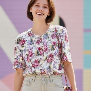 Vintage Ms. Basia California Floral Blouse